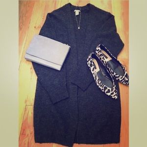 H&M black long knitted cardigan